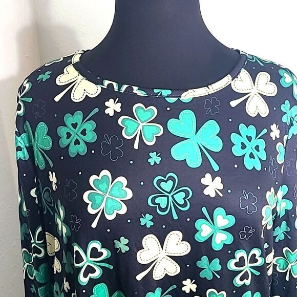 Spadehill Shamrock Dress, Black with Green & White Clover, Size Large - Picture 2 of 7